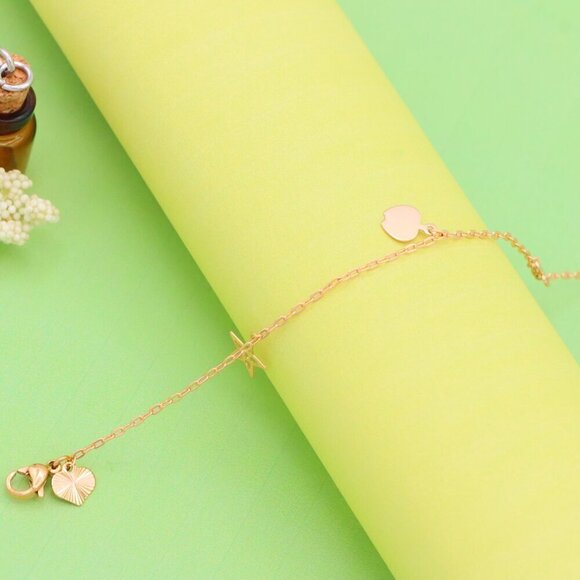 "Charming Rose Gold Anklet with Heart & Star Charms, XPAL1036 - Picture 7 of 12
